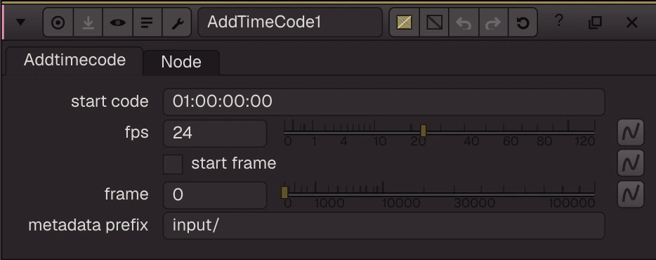 AddTimeCode properties