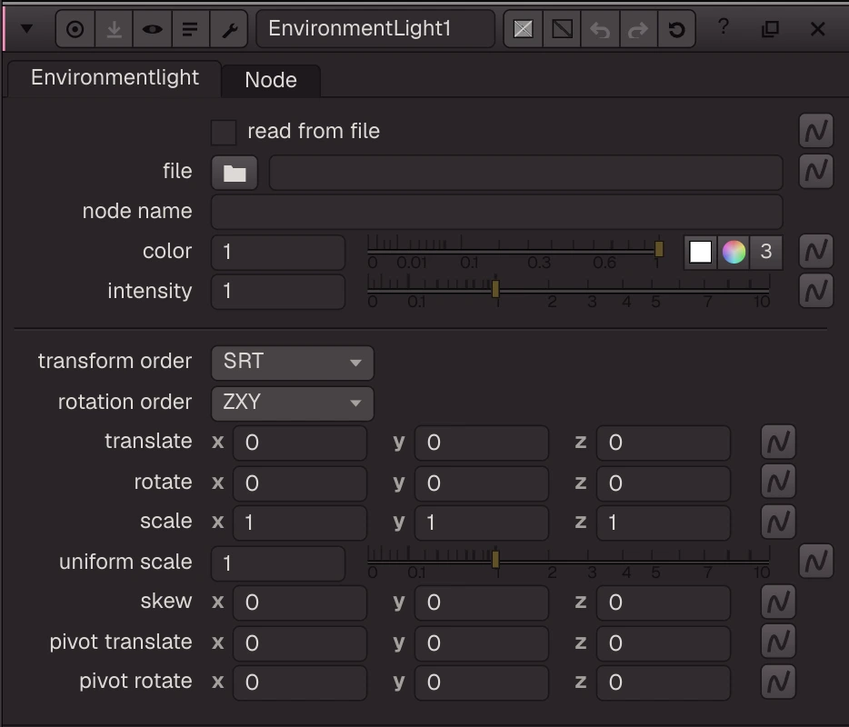 EnvironmentLight properties