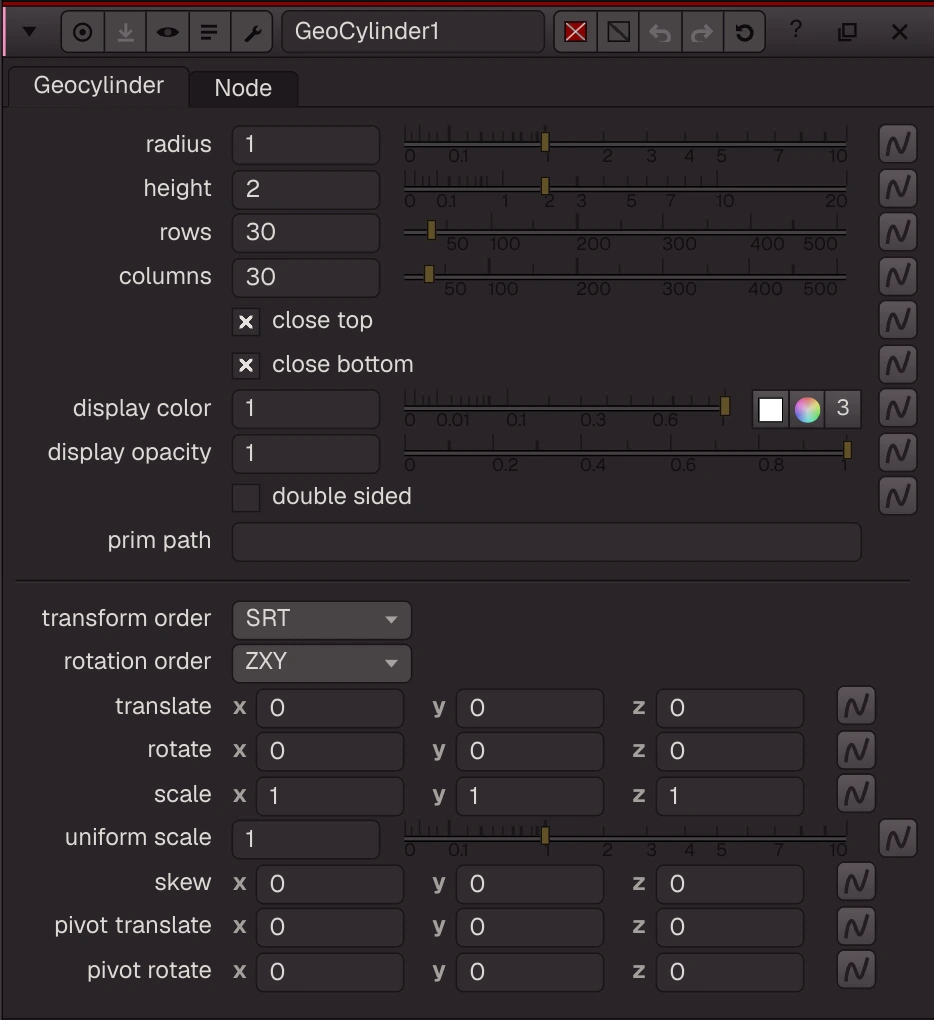 GeoCylinder properties