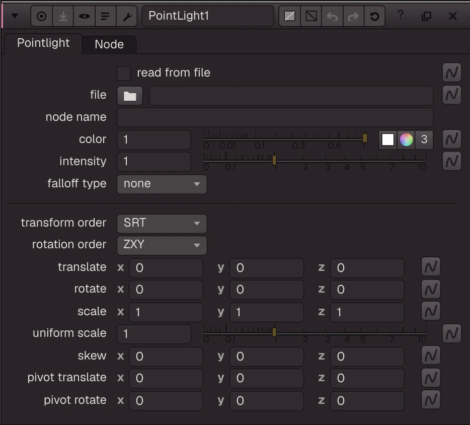 PointLight properties