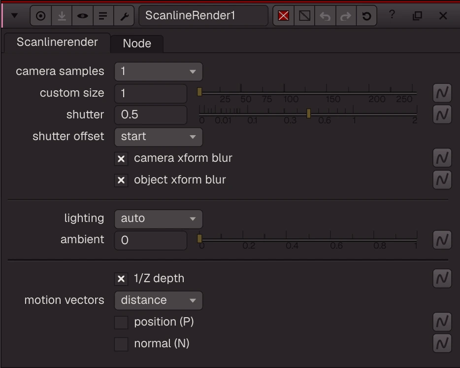 ScanlineRender properties