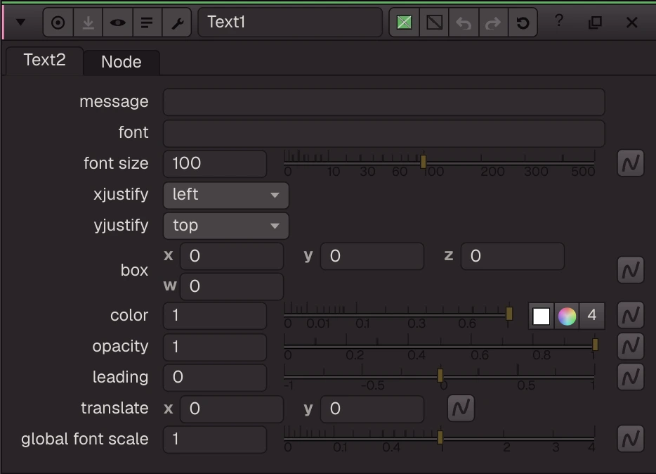 Text2 properties
