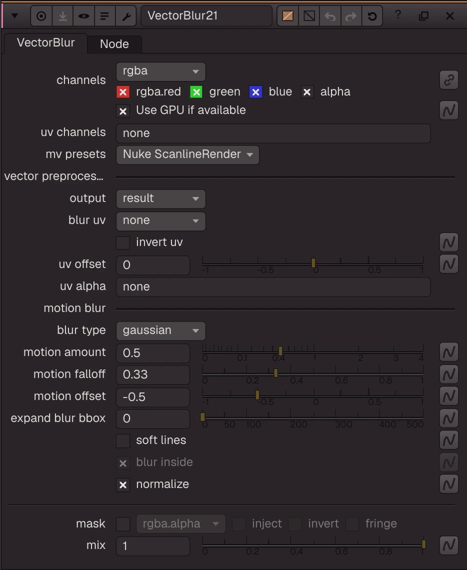 VectorBlur2 properties
