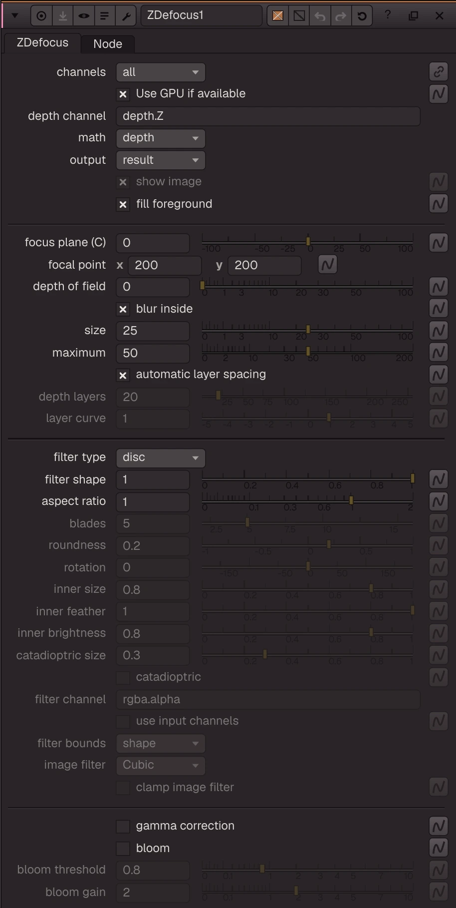 ZDefocus properties